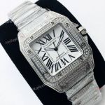 Best Copy Iced Out Cartier Santos Watch Automatic Cartier Santos 100th Diamond Watch